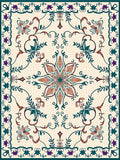 Floral Scrollwork Garden Inspired Design Rug