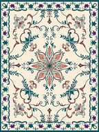 Floral Scrollwork Garden Inspired Design Rug