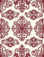 Deep Red Floral Swirl Pattern Rug