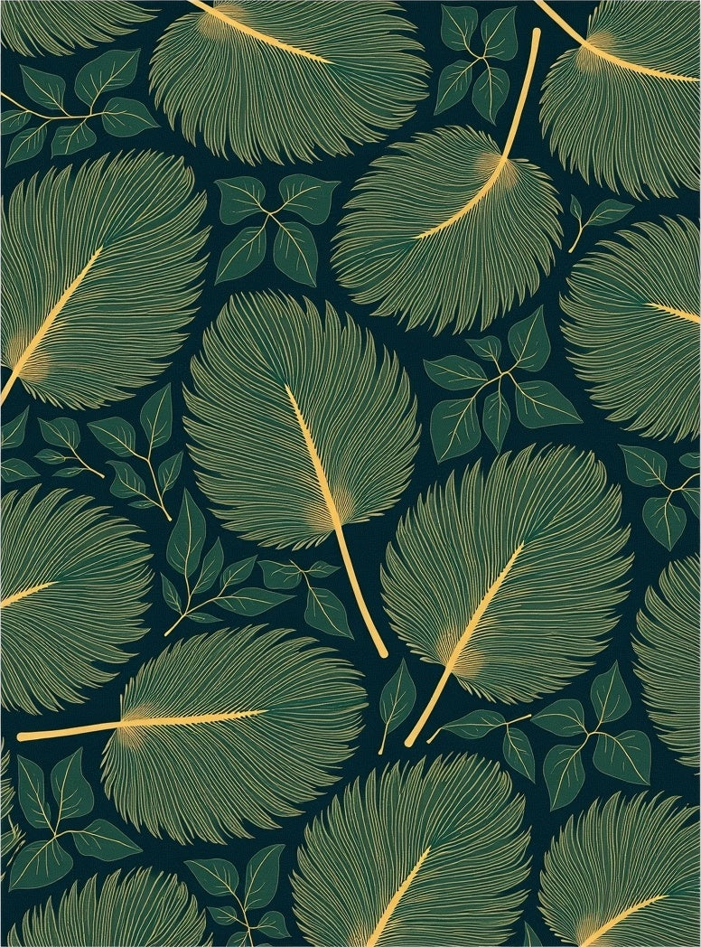 Emerald Green Tropical Leaves Rug