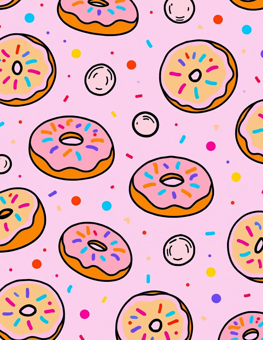 Pink Donut Sprinkle Pattern Rug