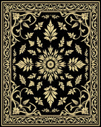 Art Nouveau Floral Golden Pattern Rug