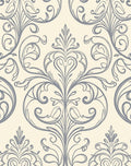 Gray Scrollwork Damask Pattern Rug
