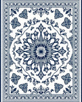 Classic Blue Floral Mandala Pattern Rug