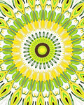 Radiant Green Yellow Sunburst Medallion Rug