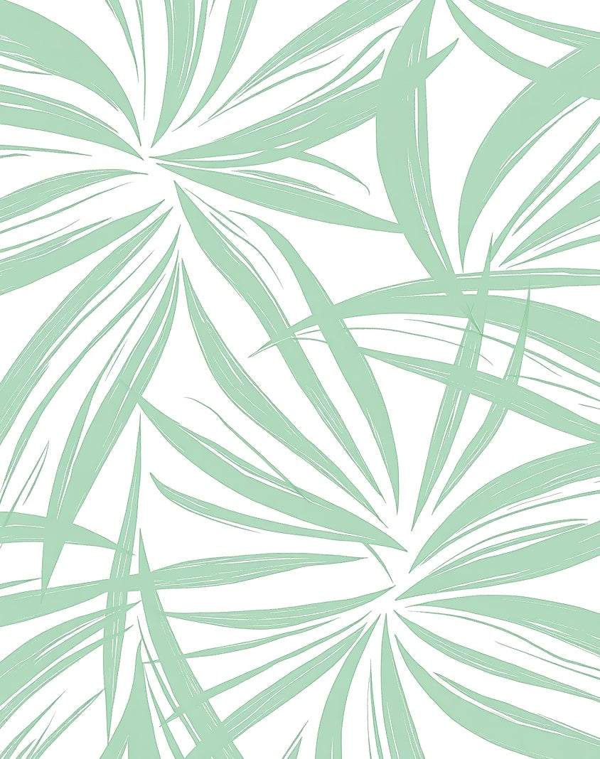 Pale Green Leafy Abstract Pattern Rug