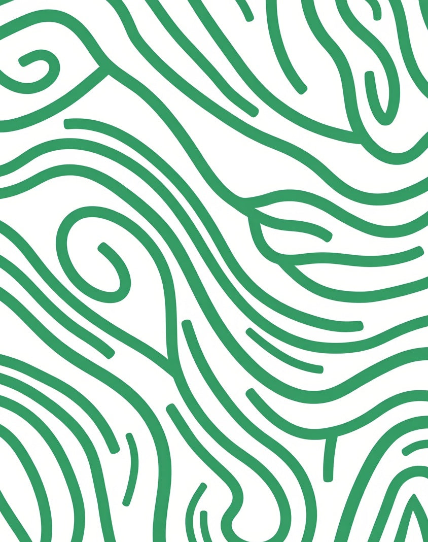 Organic Green Swirl Abstract Pattern Rug