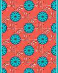 Coral Turquoise Floral Pattern Rug