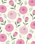 Pink Roses Botanical Pattern Rug