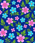 Pink and Blue Floral Pattern Rug
