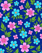 Pink and Blue Floral Pattern Rug
