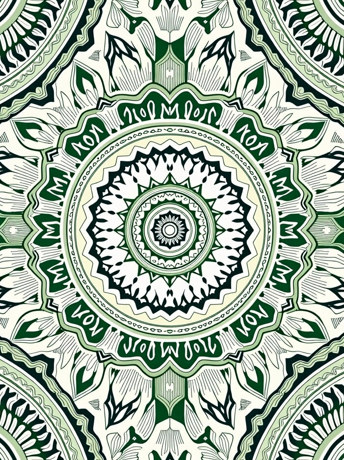 Green Floral Mandala Pattern Rug