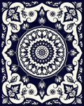 Radial Floral Scrollwork Patterned Rug