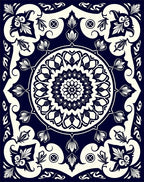 Radial Floral Scrollwork Patterned Rug