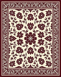 Ornate Floral Vines Burgundy Cream Rug