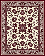 Ornate Floral Vines Burgundy Cream Rug