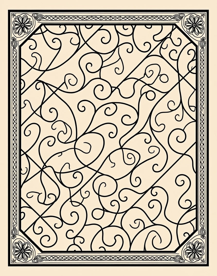 Ornate Scrollwork Floral Detail Rug