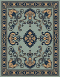 Ornate Scrollwork Floral Pattern Design Rug