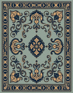 Ornate Scrollwork Floral Pattern Design Rug
