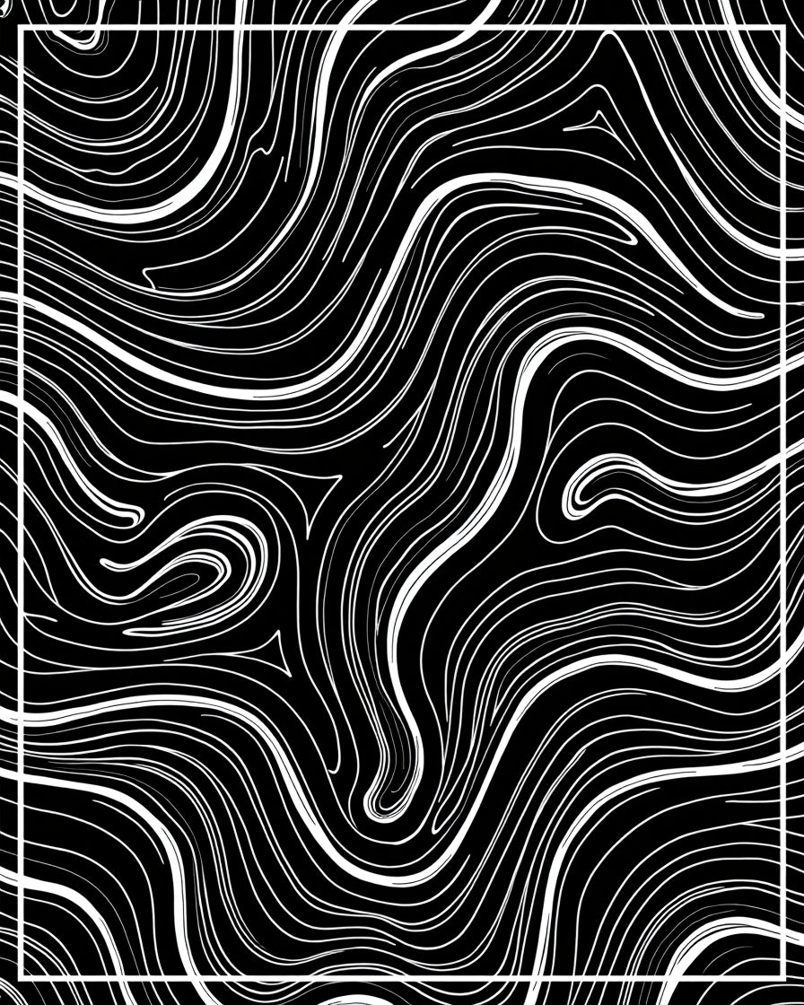 Abstract Black White Swirl Pattern Rug