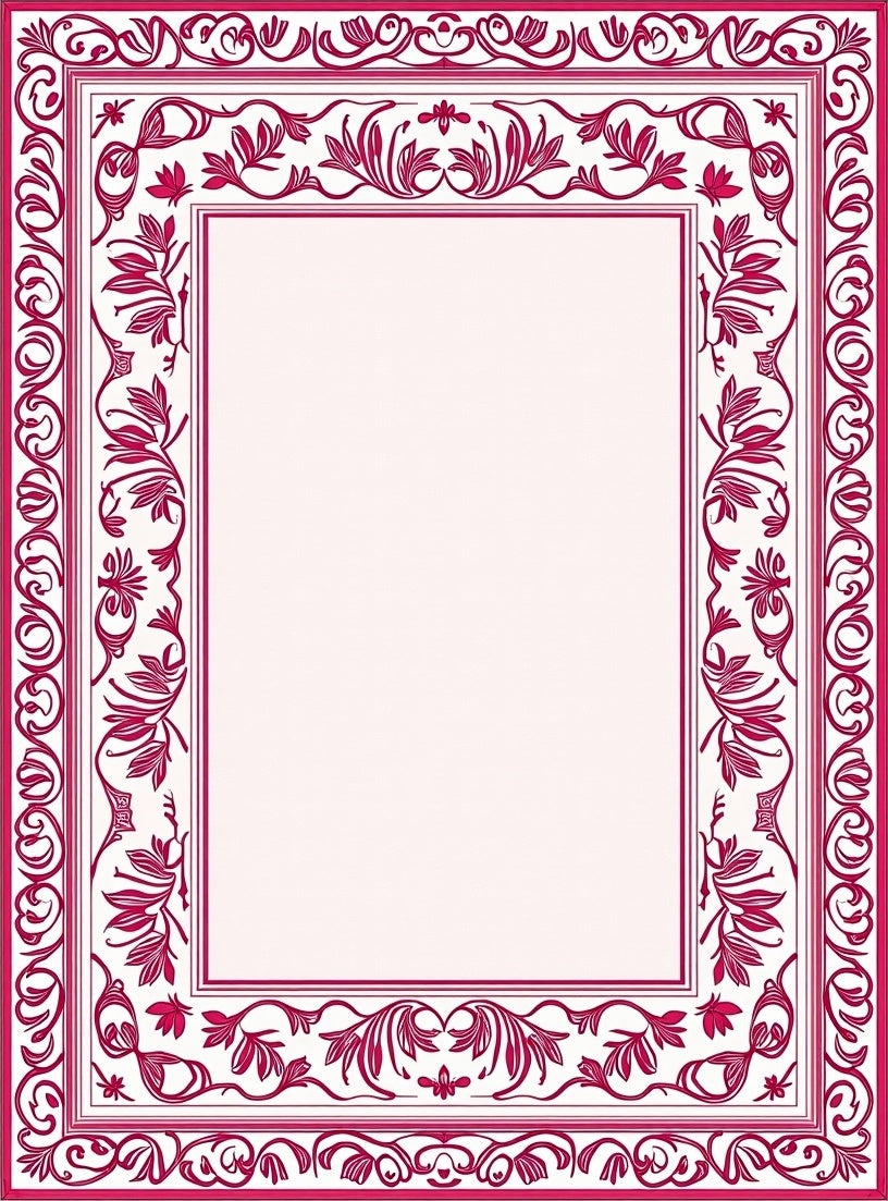 Elegant Floral Vines Frame Rug