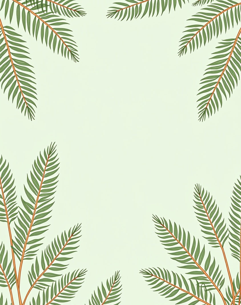 Green Leafy Branches Pattern Rug