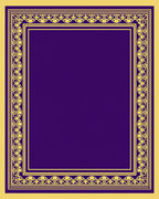 Ornate Golden Purple Geometric Border Rug