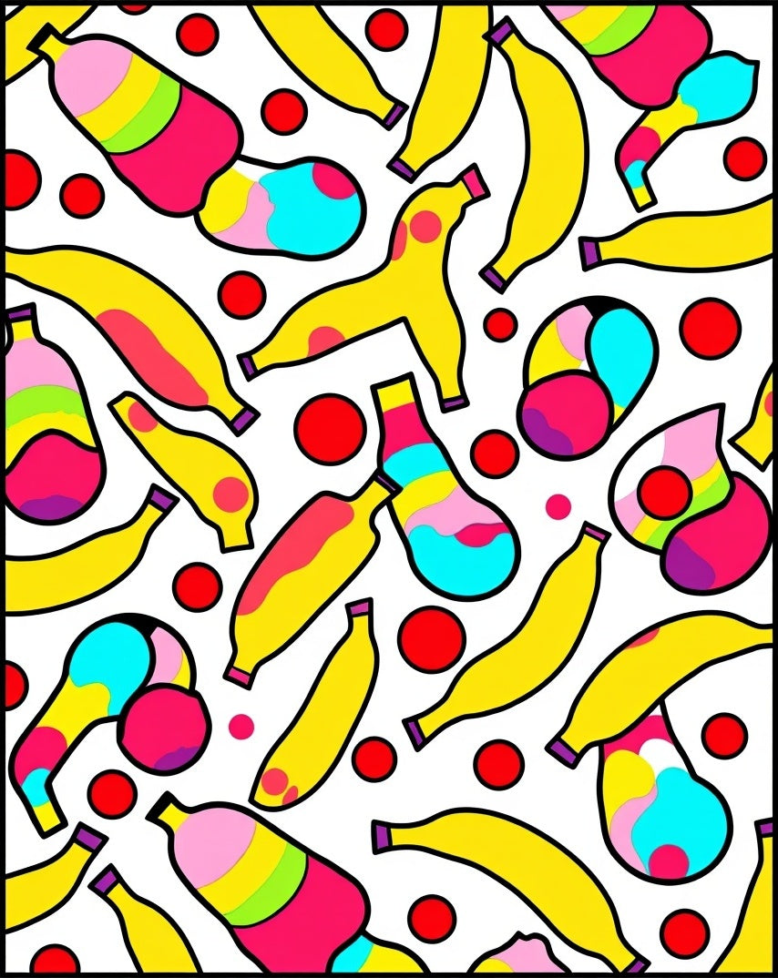 Pop Art Bananas Red Dots Design Rug