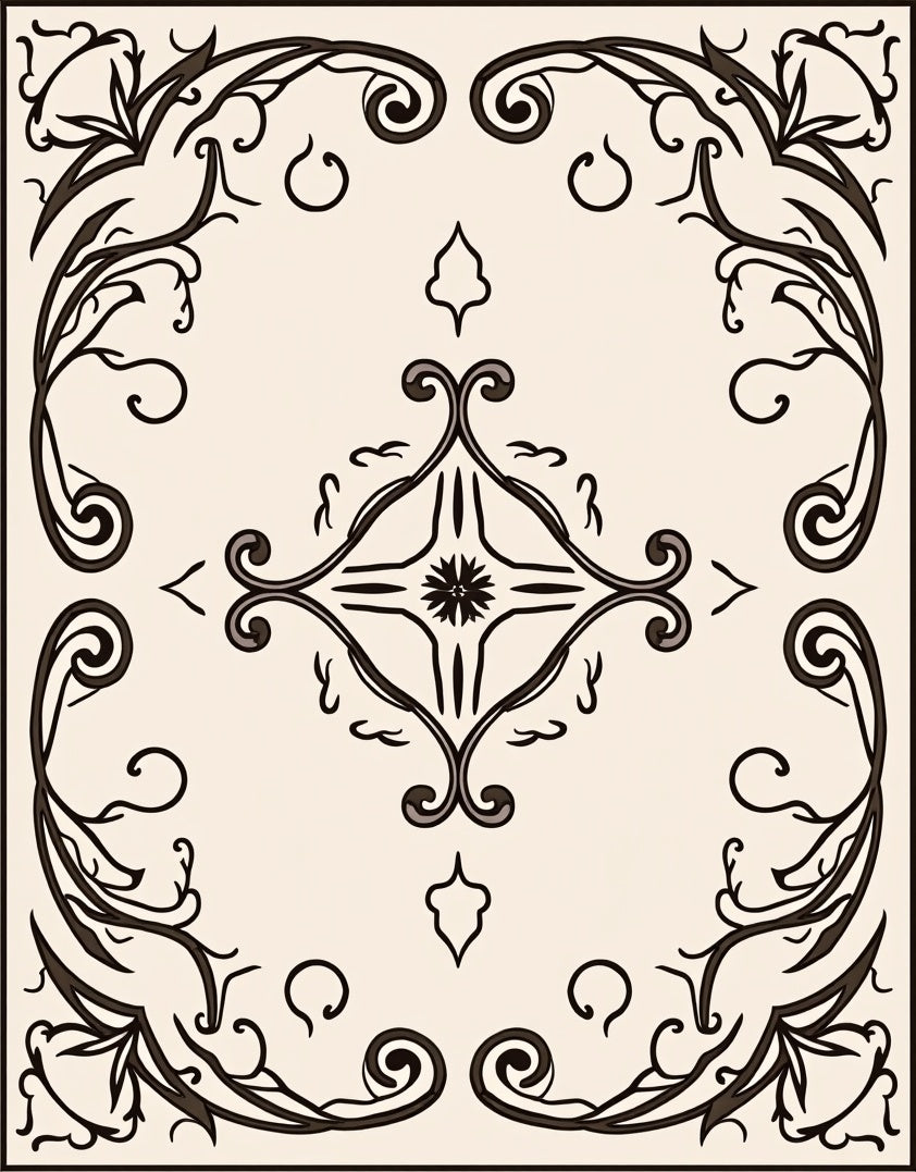 Ornate Floral Art Nouveau Design Rug