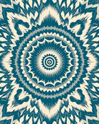 Mandala Teal Cream Radiating Pattern Rug