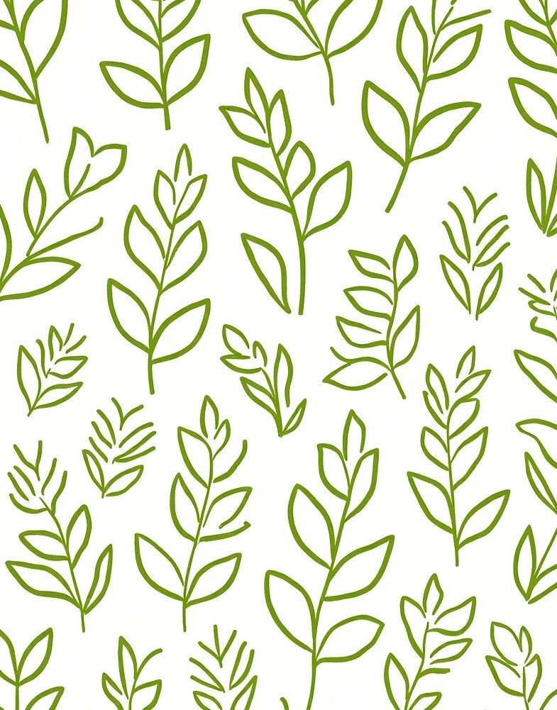 Green Leaves Sketch Pattern Rug