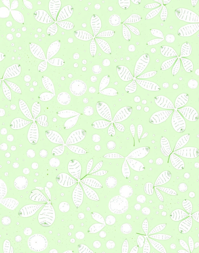 Delicate Green Floral Bubble Pattern Rug