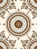 Brown Floral Sunburst Pattern Rug