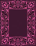 Ornate Pink Floral Scroll Border Design Rug