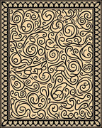 Intricate Swirls Black and Beige Rug