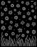Black White Blooming Grass Flowers Rug
