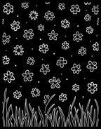 Black White Blooming Grass Flowers Rug