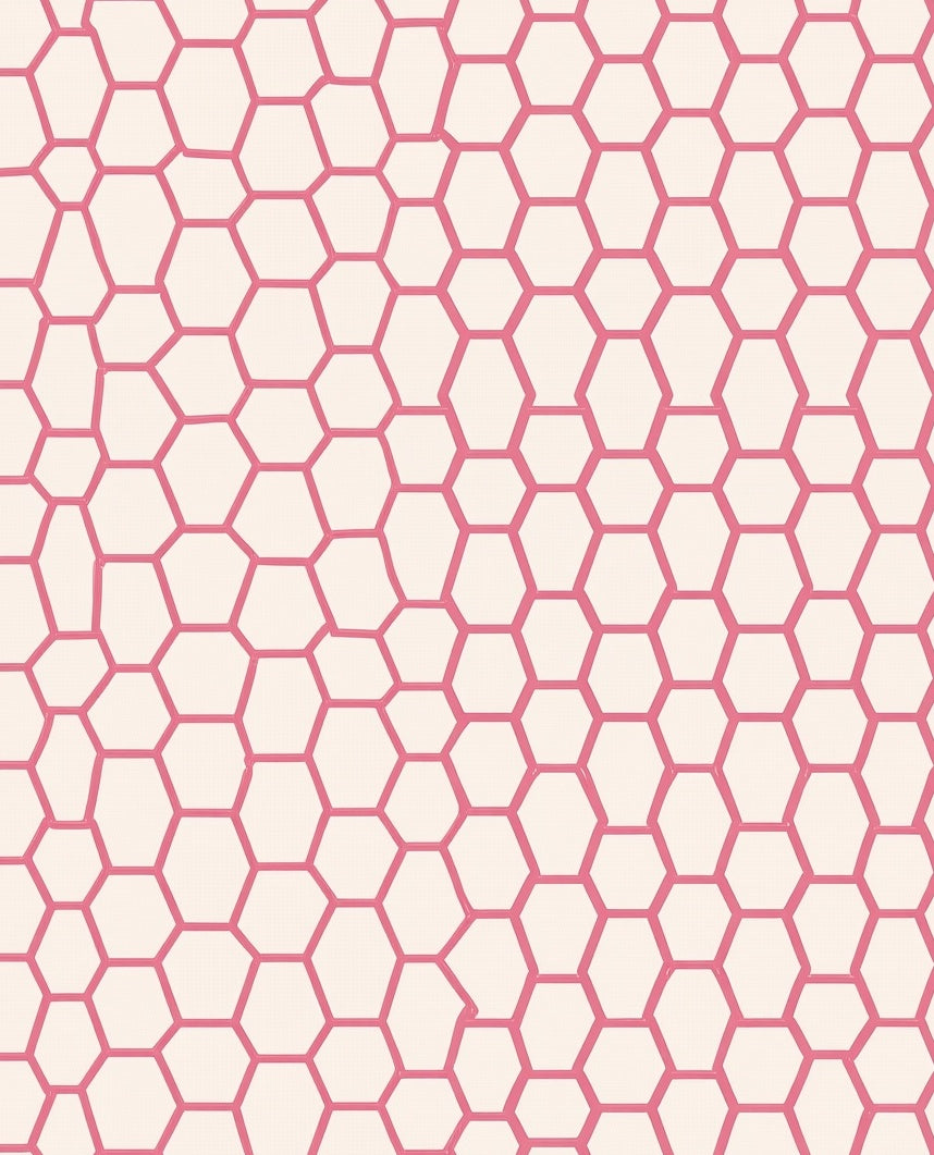 Pink Geometric Honeycomb Design Rug