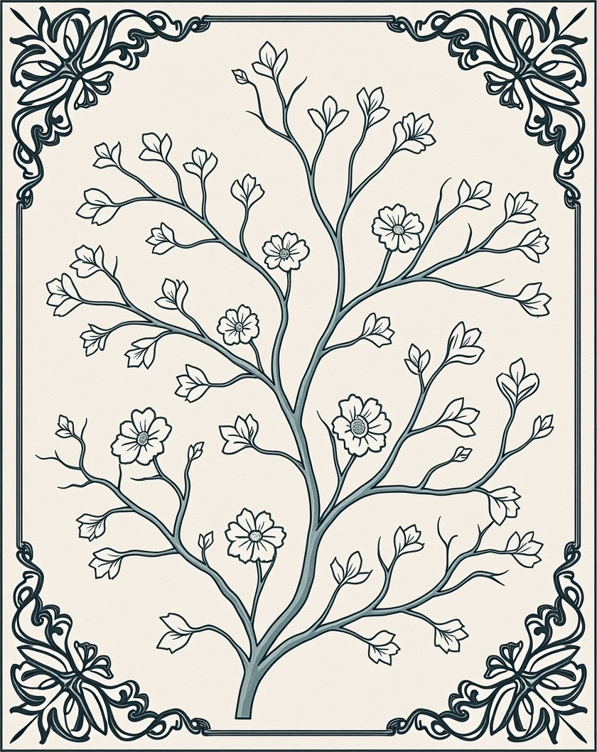 Nature Floral Scroll Work Rug