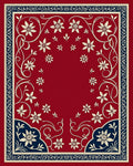 Floral Elegance Red Cream Navy Rug