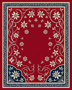 Floral Elegance Red Cream Navy Rug