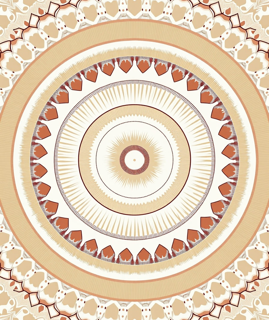 Circular Floral Patterned Earth Tones Rug