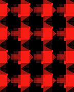 Bold Red Black Geometric Pattern Rug