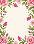 Pink Floral Border Pattern Rug