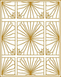 Geometric Fan Pattern Golden Outline Rug