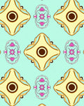 Ornate Teal Yellow Floral Medallion Pattern Rug