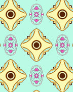 Ornate Teal Yellow Floral Medallion Pattern Rug
