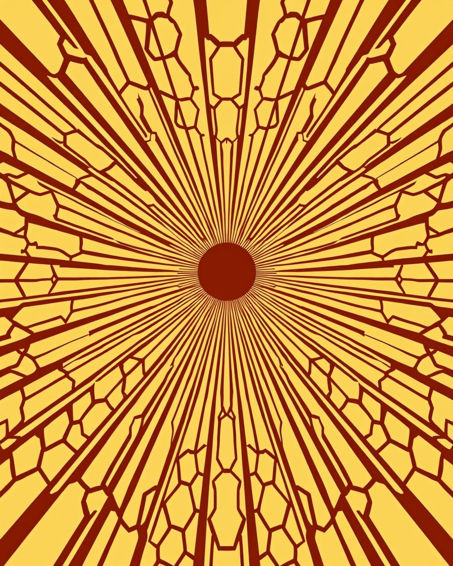 Radiant Sunburst Geometric Pattern Rug