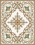 Elegant Beige Scrollwork Floral Medallion Rug