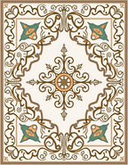 Elegant Beige Scrollwork Floral Medallion Rug